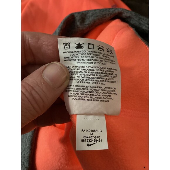 Nike Therma-Fit Womens Size M Neon Orange Swoosh Logo Hooded Pullover Sweatshirt - Picture 12 of 12